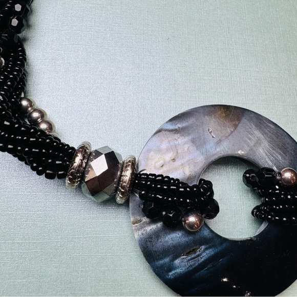 Vintage Bella Del Mar Black and Silver Beaded Necklace Set - Picture 3 of 6